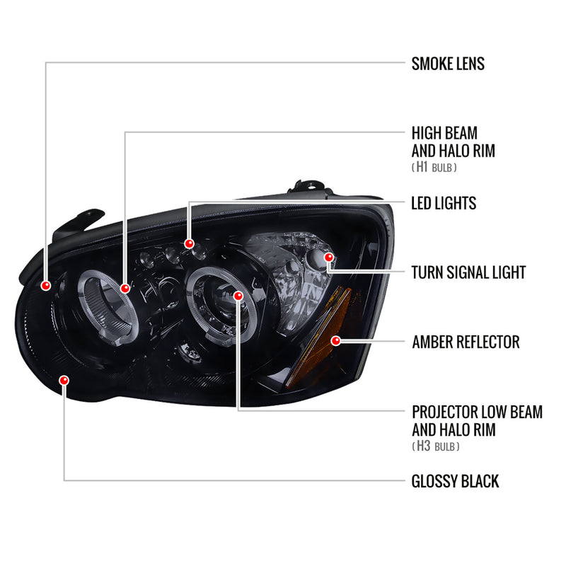 Spec-D Tuning Halo Style LED Headlights 2004-2005 WRX/STI