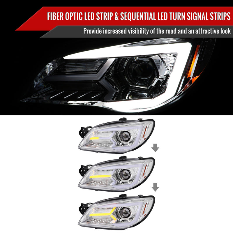 Spec-D Tuning Sequential LED Headlights Chrome Housing w/ Clear Lens 2006-2007 WRX / 2006-2007 STI