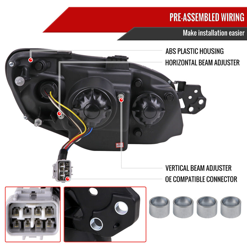 Spec-D Tuning Sequential LED Headlights Chrome Housing w/ Clear Lens 2006-2007 WRX / 2006-2007 STI