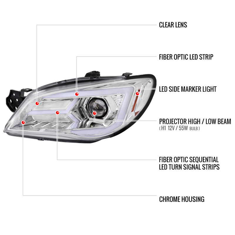 Spec-D Tuning Sequential LED Headlights Chrome Housing w/ Clear Lens 2006-2007 WRX / 2006-2007 STI
