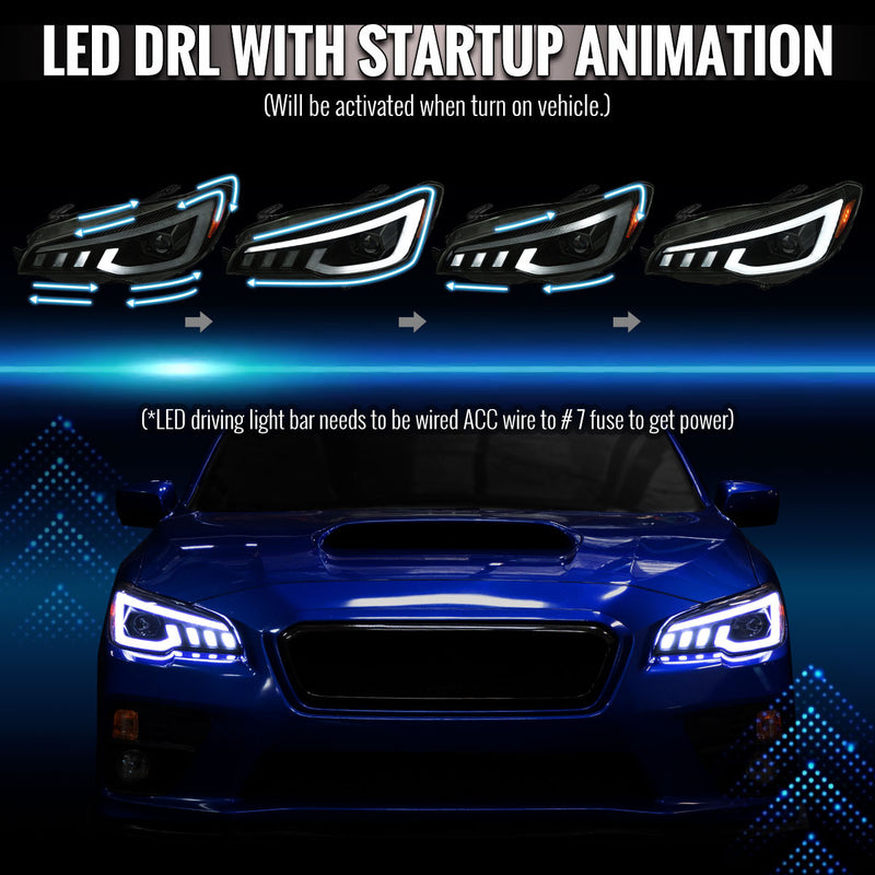 Spec-D Tuning Smoke Lens Switchback Sequential LED Headlights 2015-2021 WRX / 2015-2021 STI