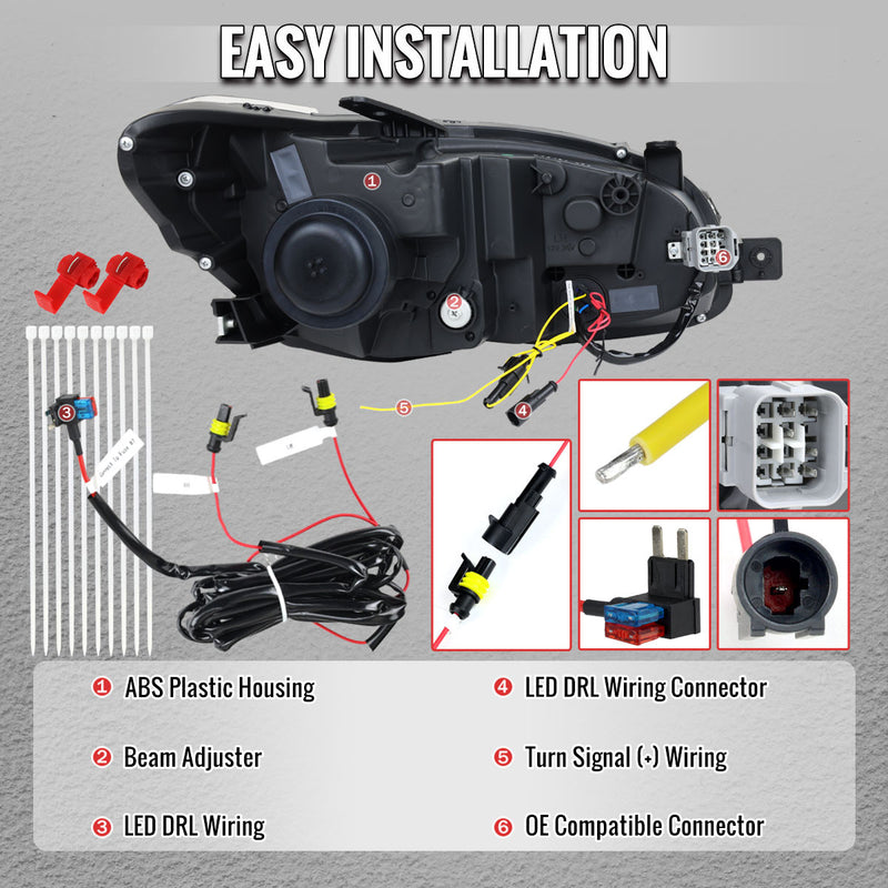 Spec-D Tuning Smoke Lens Switchback Sequential LED Headlights 2015-2021 WRX / 2015-2021 STI