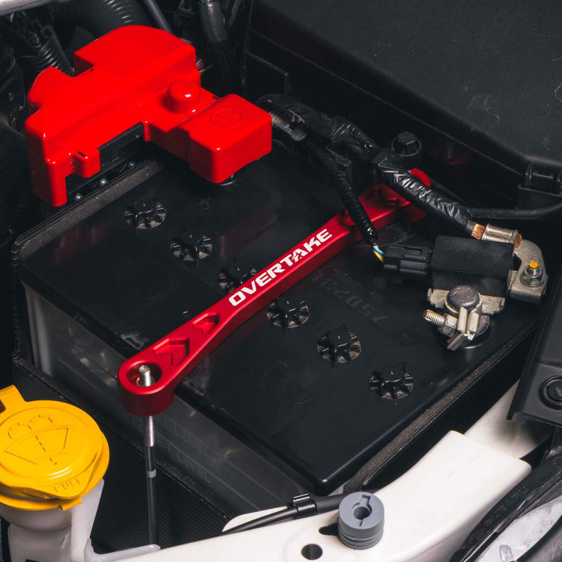 OVERTAKE Red Battery Tie Down 2002+ WRX / 2004-2021 STI