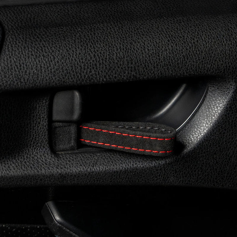 Billetworkz Alcantara Door Pull Strap Kit Black w/ Red Stitching 2008-2021 WRX / 2008-2021 STI
