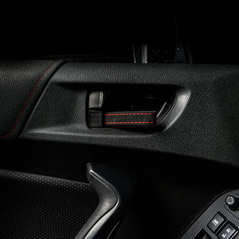 Billetworkz Alcantara Door Pull Strap Kit Black w/ Red Stitching 2008-2021 WRX / 2008-2021 STI