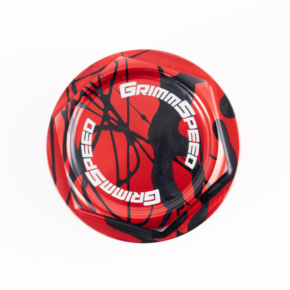 GrimmSpeed Splatter Red Black V2 Bolt Oil Cap 2002+ WRX / 2004-2021 STI