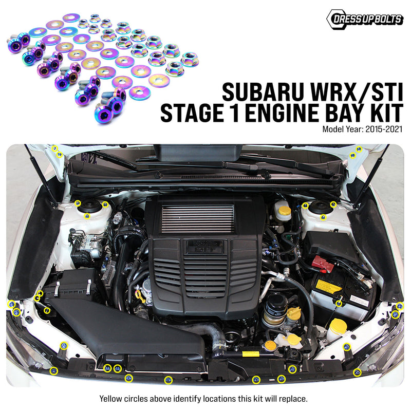 Fast Turn Fittings Stage 1 Titanium Hardware Engine Bay Kit 2015-2021 WRX / 2015-2021 STI