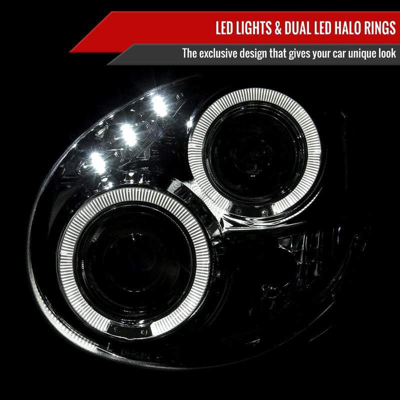 Spec-D Tuning Halo Style LED Headlights Clear Housing w/ Clear Lens 2002-2003 WRX