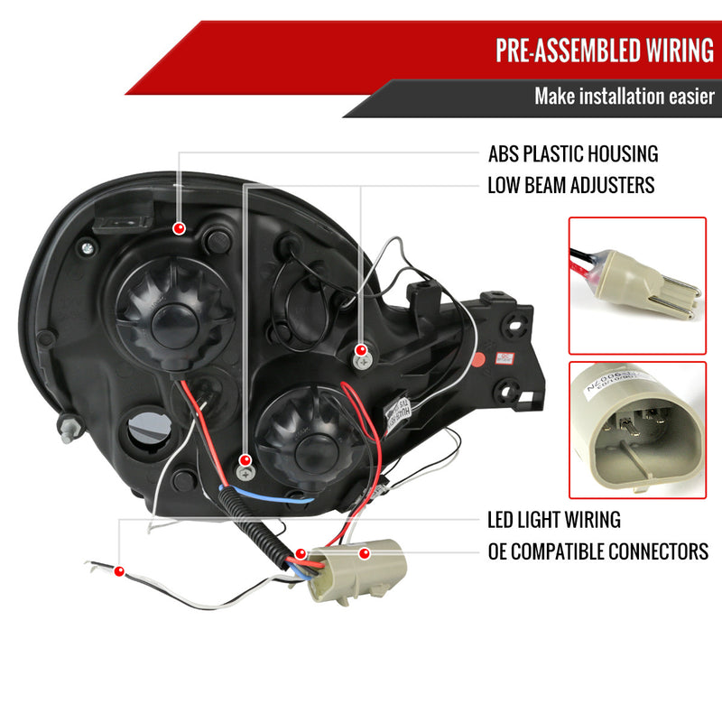 Spec-D Tuning Halo Style LED Headlights Clear Housing w/ Clear Lens 2002-2003 WRX