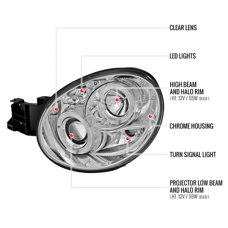 Spec-D Tuning Halo Style LED Headlights Clear Housing w/ Clear Lens 2002-2003 WRX