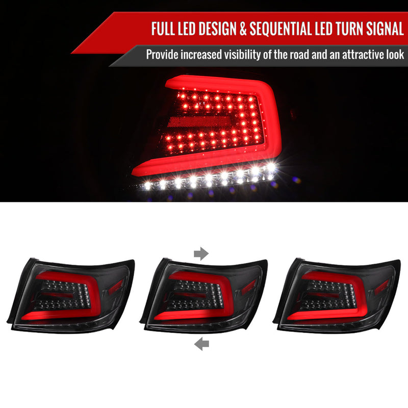 Spec-D Sequential Tail Lights Gloss Black Housing w/ Smoke Lens 2008-2014 WRX / 2011-2014 STI