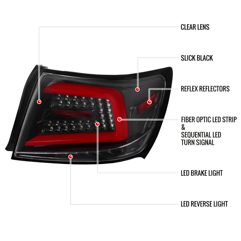 Spec-D Sequential Tail Lights Gloss Black Housing w/ Smoke Lens 2008-2014 WRX / 2011-2014 STI