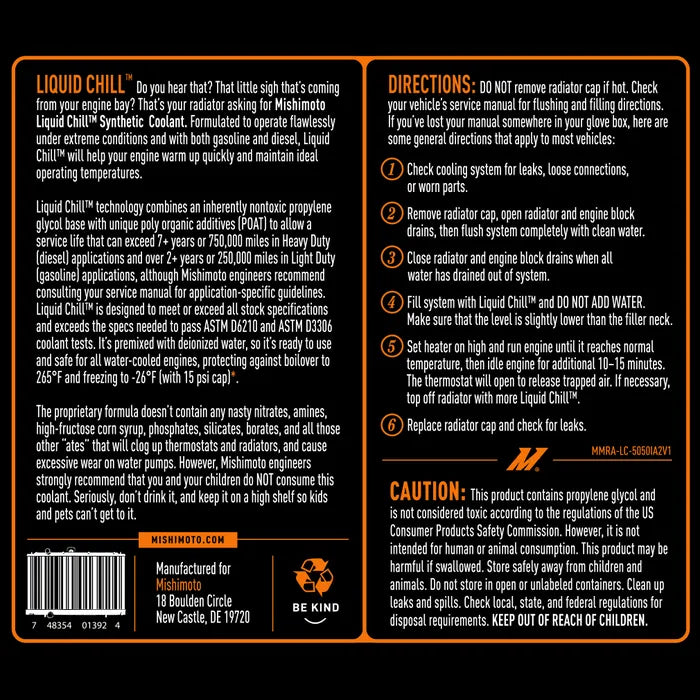 Mishimoto Liquid Chill Synthetic Engine Coolant Premixed