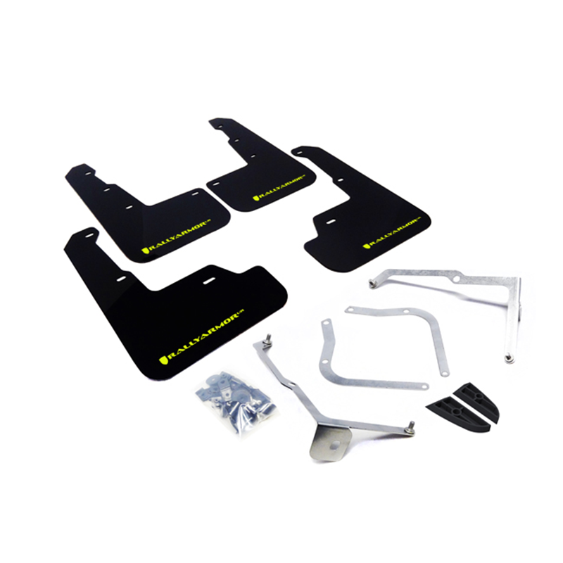 Rally Armor Black UR Mud Flap Caliper Green Logo 2015-2021 WRX/STI