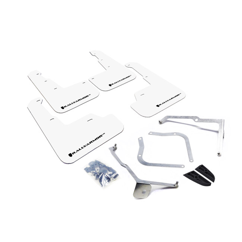 Rally Armor White UR Mud Flap Black Logo 2015-2021 WRX/STI