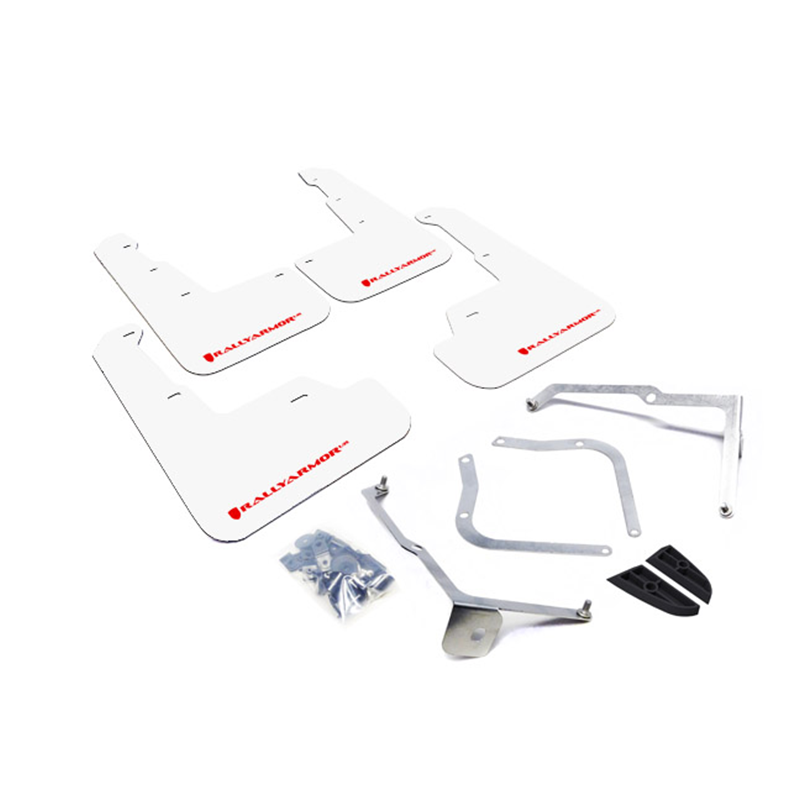 Rally Armor White UR Mud Flap Red Logo 2015-2021 WRX/STI