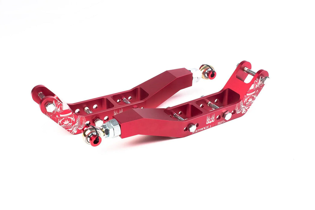 Stance Adjustable Red Lower Control Arms V2 60mm Drop 2015-2021 WRX / STI